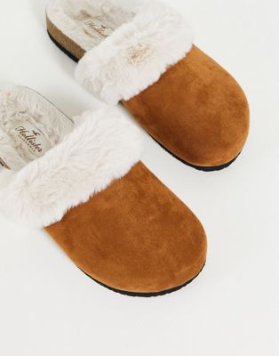 Hollister teddy lined slipper in tan