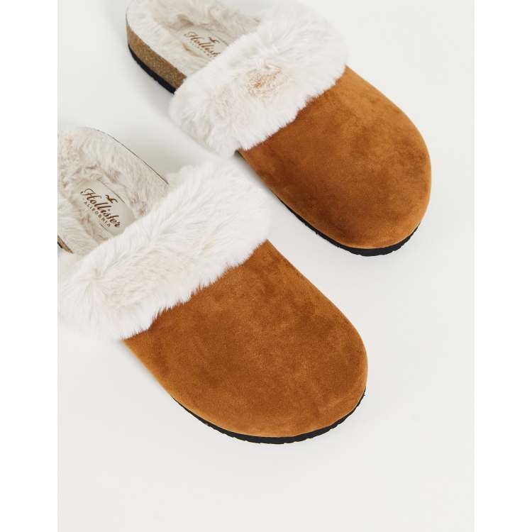 Hollister teddy lined slipper in tan ASOS