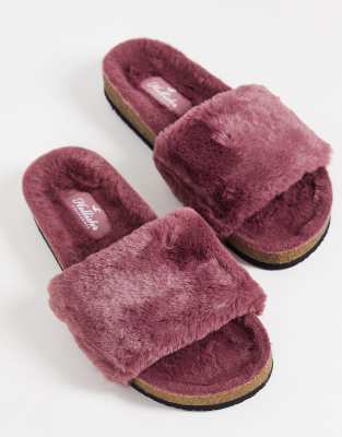 Hollister teddy slider in pink