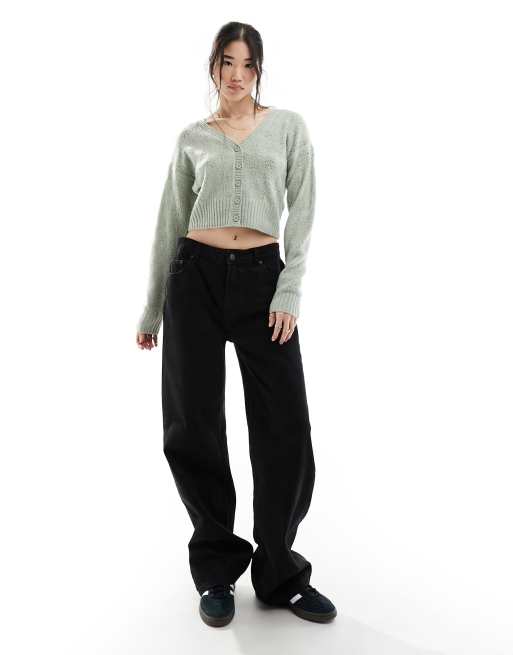 Hollister texture cardigan in green