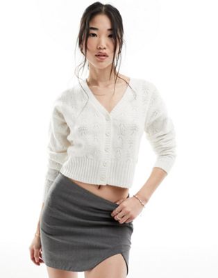 Hollister texture cardigan in white