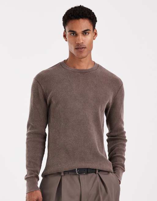 Hollister - Thermische top met ronde hals en lange mouwen in bruin