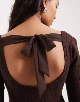 Hollister tie back babydoll sweater mini dress in brown | ASOS