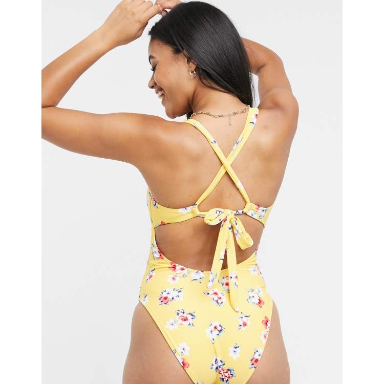 Hollister tie back swimsuit in floral