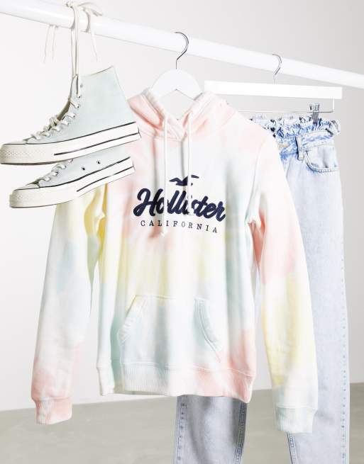 Blue tie dye hoodie hollister shop