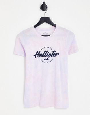 Hollister tie dye logo tee in multi