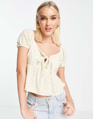 Hollister cinch chiffon top in ditsy floral-Multi, Compare