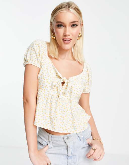 Hollister rouched cami top in light blue