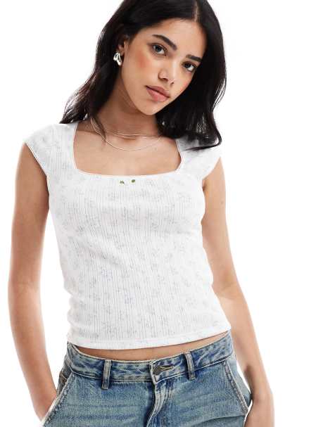 Hollister tie front halterneck tube top in light blue - view 1