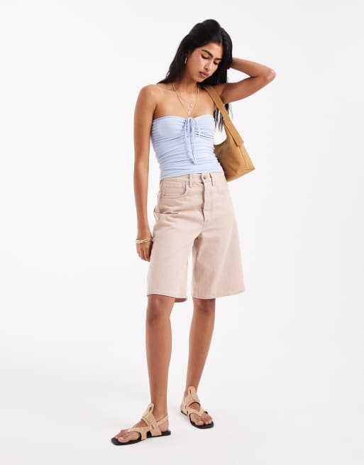 Hollister tie front halterneck tube top in light blue, 2 of 4