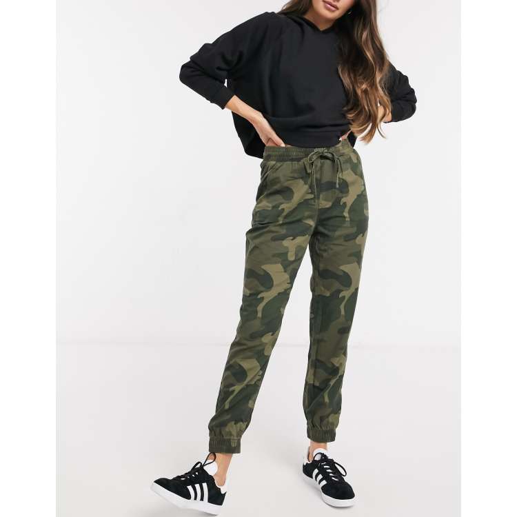 Camo Print High-Rise Drawstring Joggers