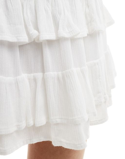 Hollister tiered crinkle mini skort in white, 2 of 5