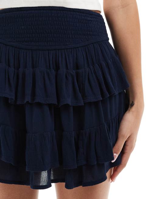 Hollister tiered femme mini skirt in navy, 3 of 5