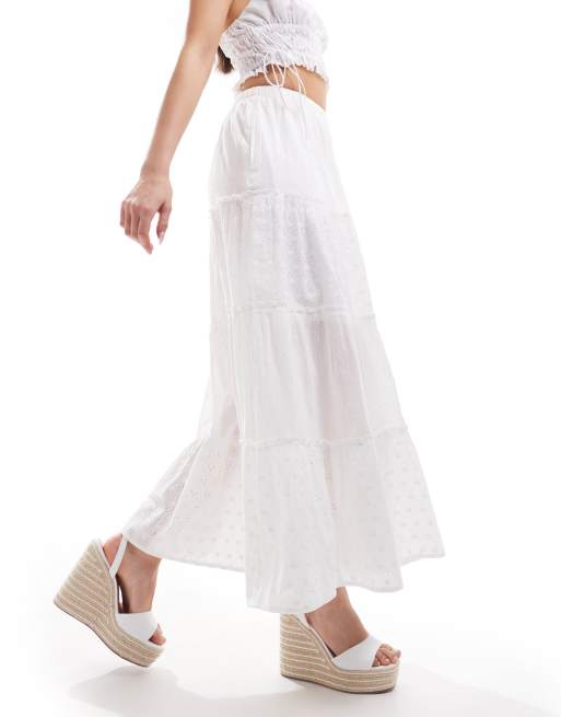 Hollister tiered maxi skirt in white, 3 of 5