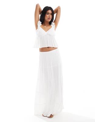 Hollister tiered maxi skirt in white