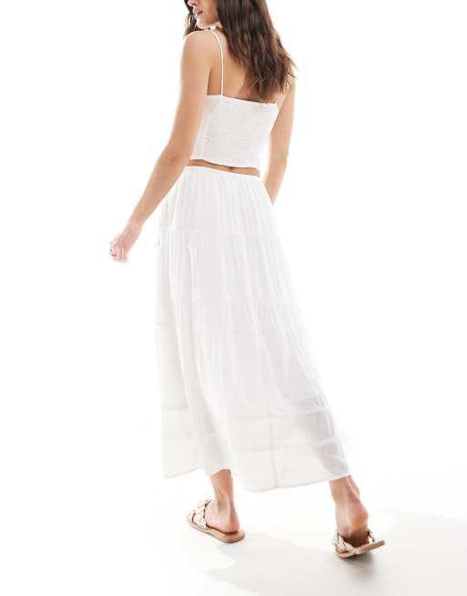 Hollister - Maxi rok met stroken in wit