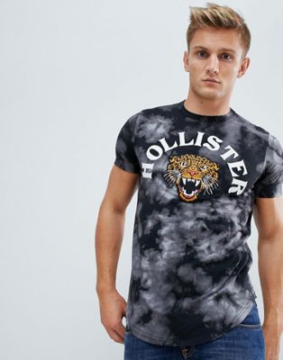 Hollister tiger logo acid wash t-shirt 
