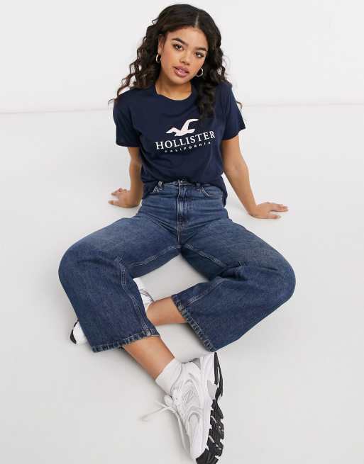 Hollister - Timeless - T-shirt à manches courtes avec logo - Bleu marine, 4 de 4