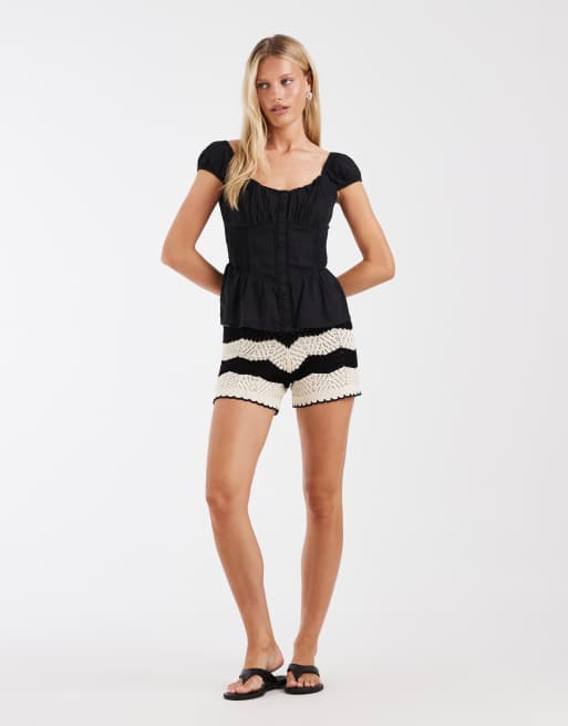 Hollister - Top à décolleté en cœur et basque - Noir, 2 de 4