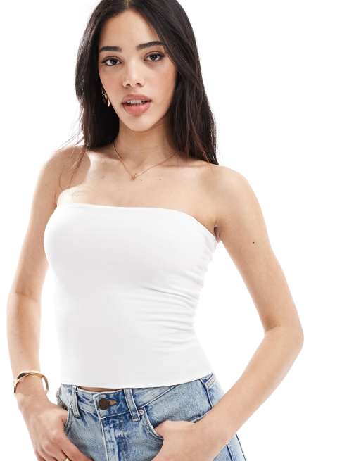 Hollister - Top a fascia double-face bianco ripiegabile