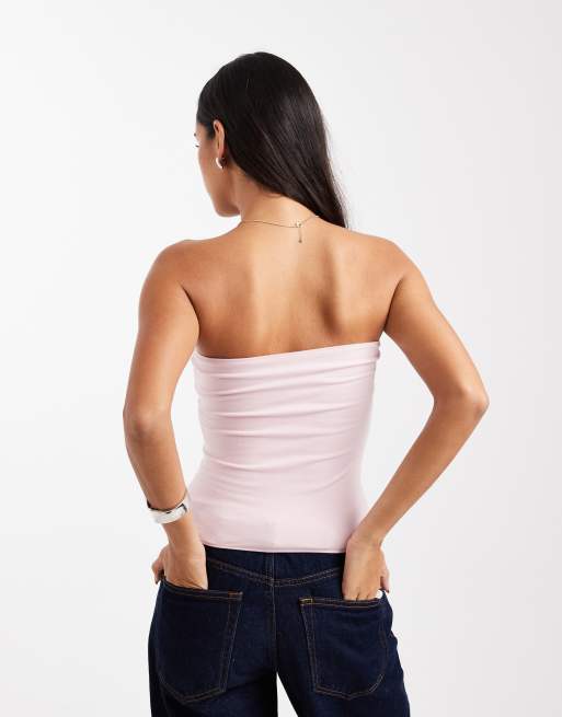 Hollister - Top a fascia double-face rosa a quadretti con risvolto, 4 di 4