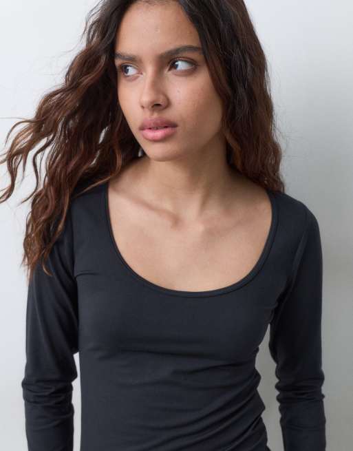 Hollister top à manches longues sans coutures réversible noir, 2 de 5