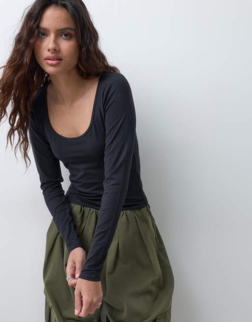 Hollister top à manches longues sans coutures réversible noir, 4 de 5