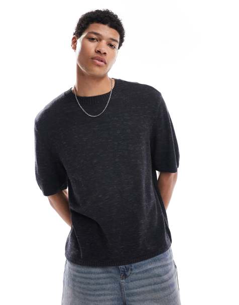 Hollister - Top a maniche corte in maglia nera - view 1