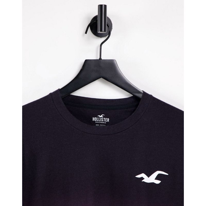 Uomo T-shirt e Canotte Hollister - Top a maniche lunghe con logo sfumato nero, rosa e bianco