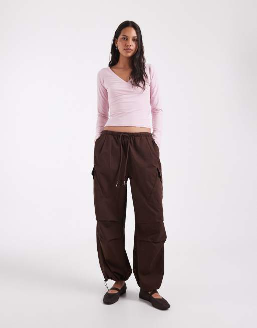 Hollister top a maniche lunghe con scollo a V rosa baby, 2 di 4