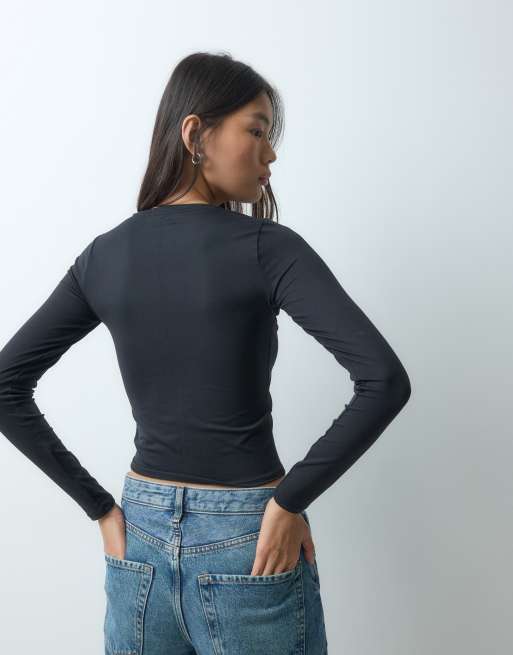 Hollister top a maniche lunghe senza cuciture nero, 3 di 5