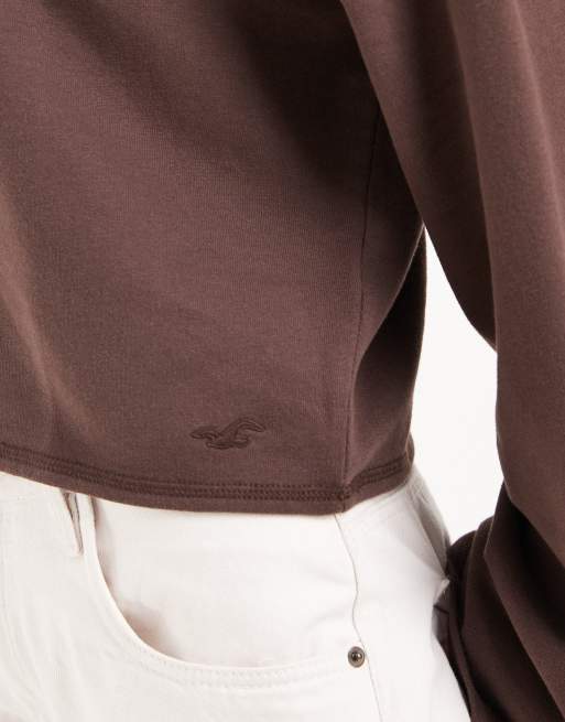 Hollister top ample à épaules dénudées en marron délavé, 2 de 4