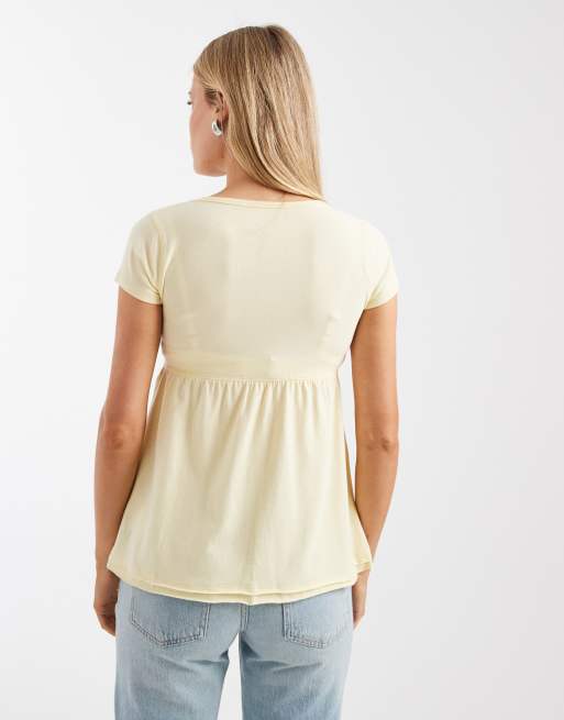 Hollister - Top babydoll à manches courtes - Jaune, 4 de 4