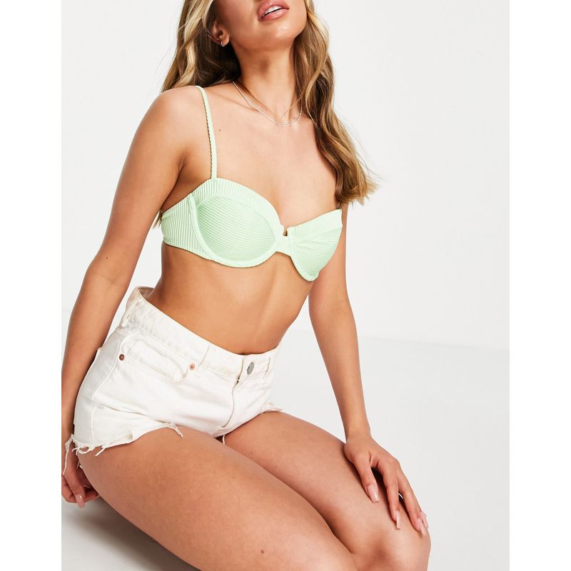 Coordinati Donna Hollister - Top bikini a balconcino verde chiaro in coordinato