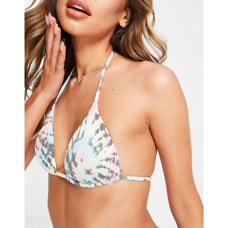 Donna Bikini Hollister - Coordinato con top bikini a triangolo con laccio sul davanti e slip lavaggio nero a spirale