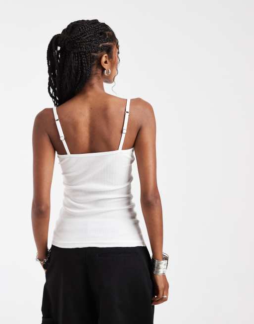 Hollister - Top blanco de tirantes con cuello panadero, 2 de 4