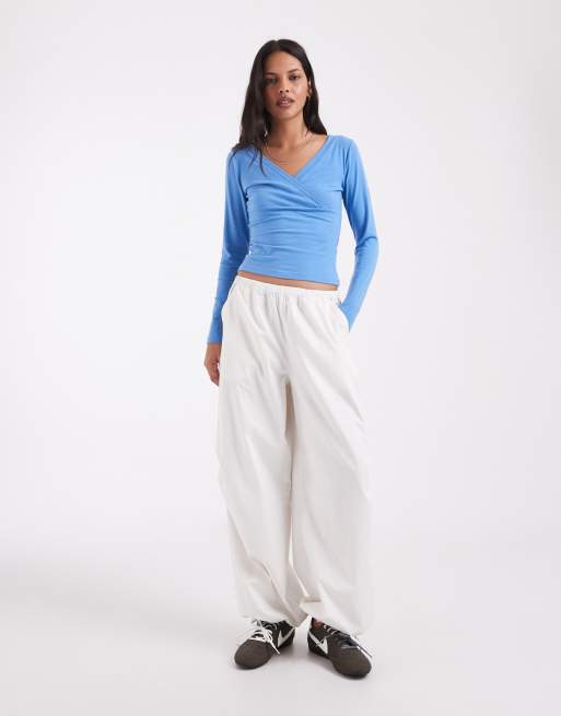 Hollister top blu a maniche lunghe con scollo a V, 3 di 4