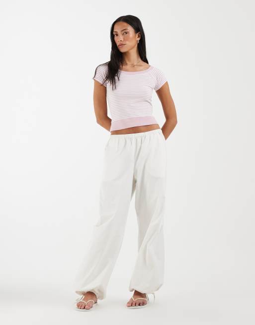 Hollister - top con cuello ancho a rayas rosas, 2 de 4