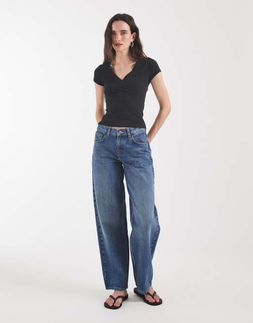 Hollister - top cruzado con cuello de pico en negro, 3 de 4
