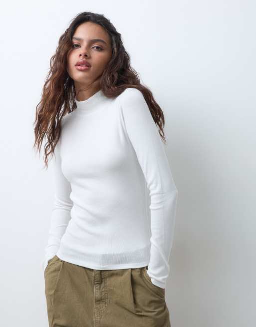 Hollister top de manga larga con cuello vuelto en blanco, 3 de 5