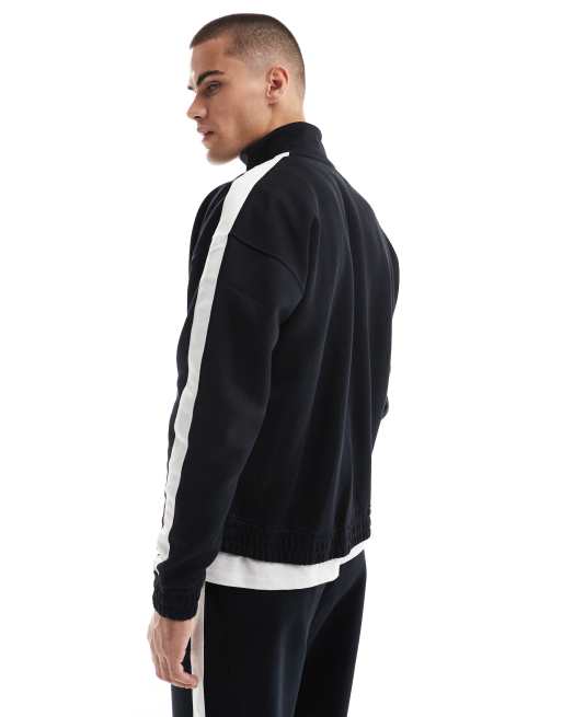 Hollister Top de survetement d ensemble zippe coupe carree Noir