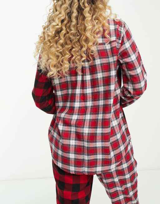 Hollister Top d ensemble de pyjama oversize en flanelle a carreaux ecossais Rouge