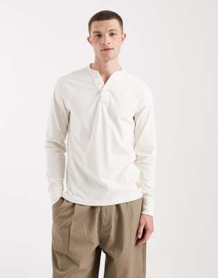 Hollister - Top Henley à manches longues - Blanc