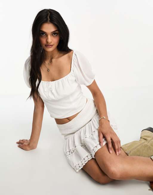 Hollister Embroidered Fringe Crop Top at asos.com