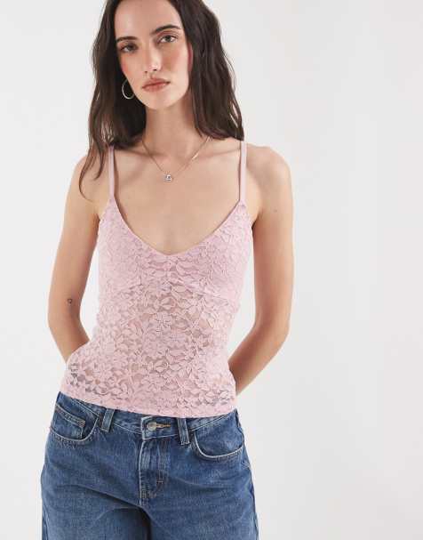 Hollister - top lencero con cuello de pico en rosa bebé - view 1