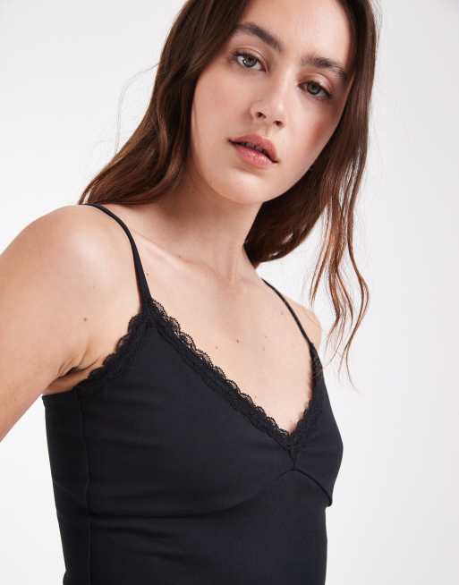 Hollister top lencero con ribete de encaje negro, 1 de 4