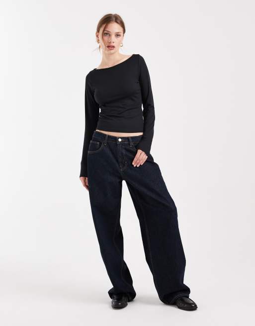 Hollister - Top manches longues sans coutures à encolure bateau - Noir, 2 de 4