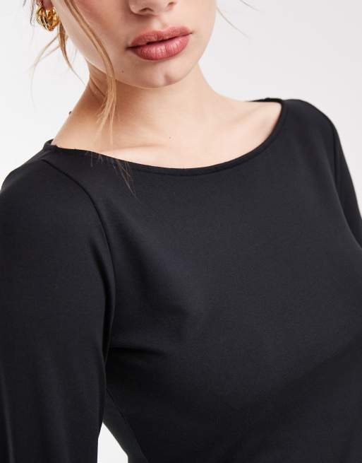 Hollister - Top manches longues sans coutures à encolure bateau - Noir, 3 de 4
