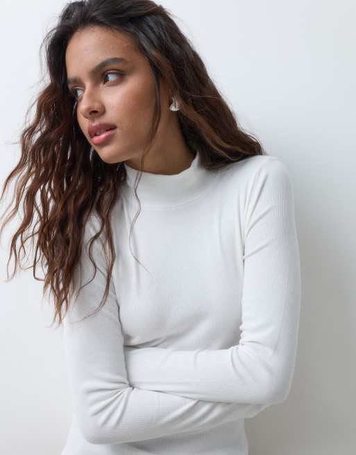 Hollister top met lange mouwen en col in wit, 5 van 5
