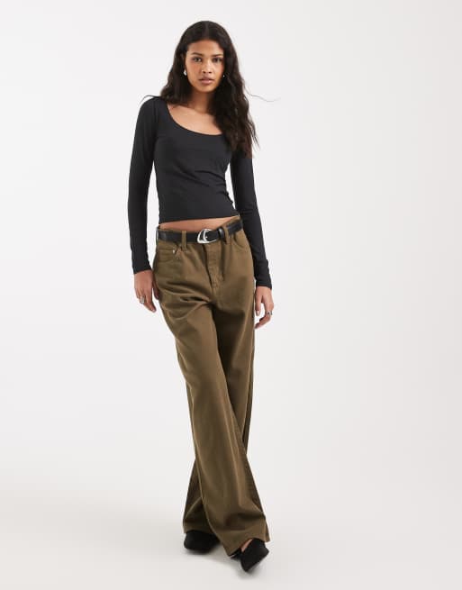 Hollister - Top nero a maniche lunghe senza cuciture con scollo rotondo, 3 di 4
